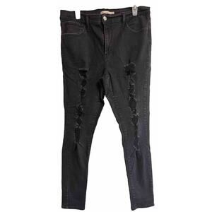 Levi's Women's Size 33 720 High-Rise Super-Skinny Jeans, Distressed Cyber Grunge